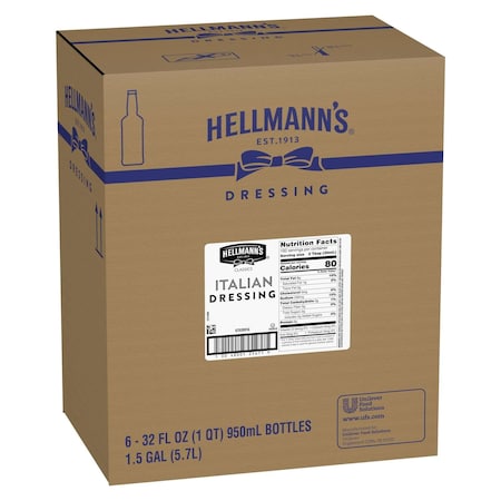 Hellmanns Italian Salad Dressing Salad Bar Bottles 32 fl. oz., PK6 84120325